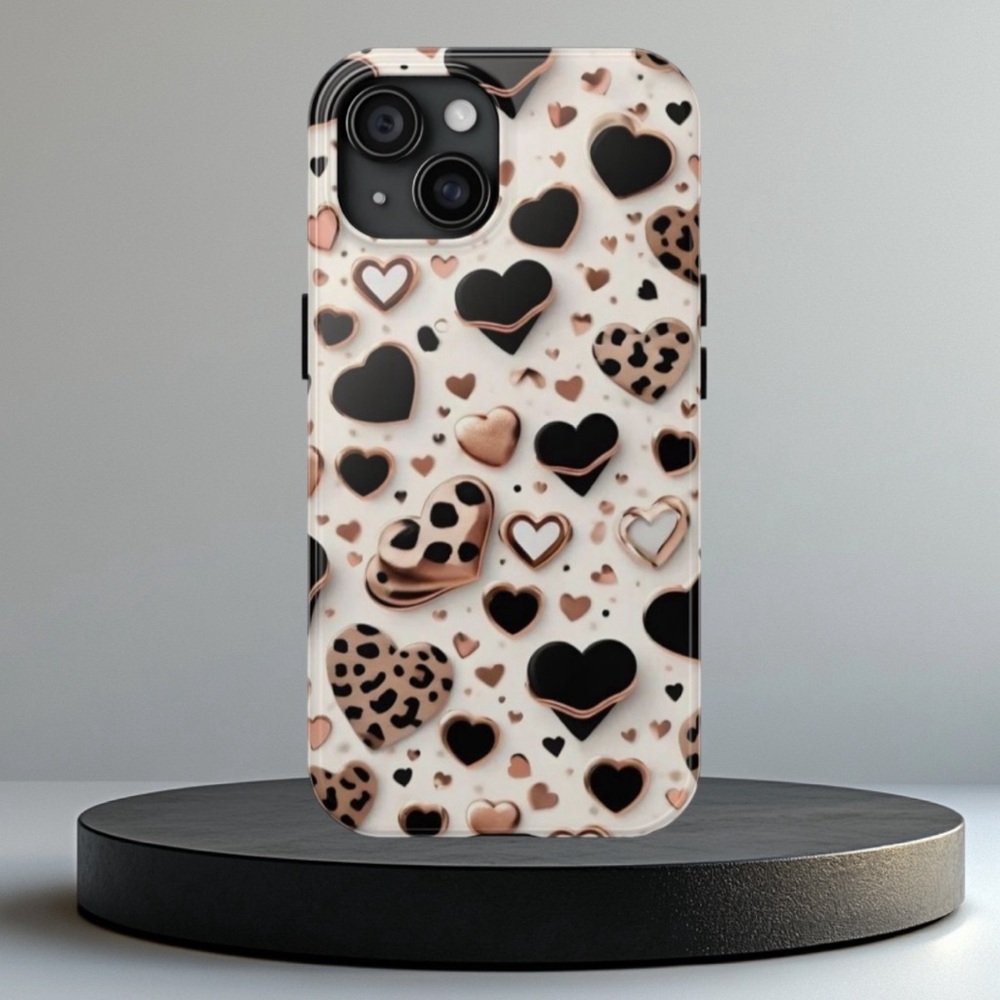 Amore double iPhone Case - Black and Cream